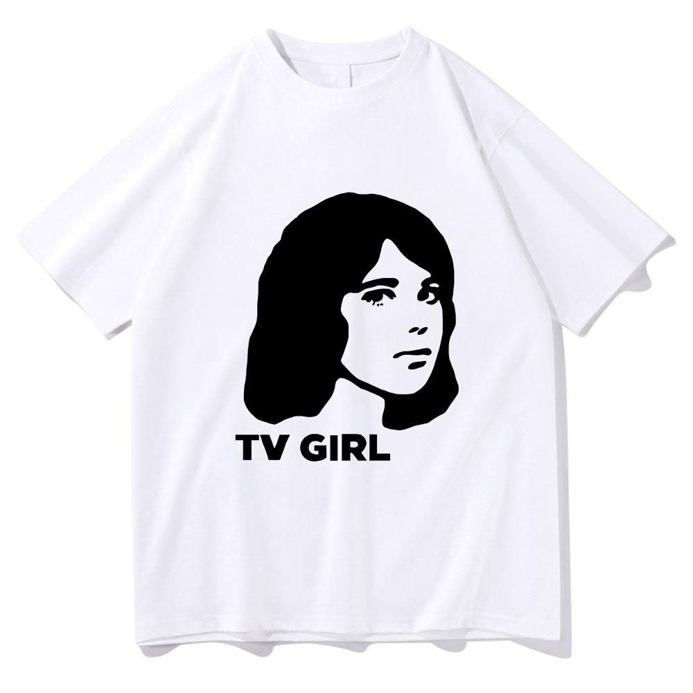 Klasické tričko s televizní dívkou Módní Vtipné Pánské dámské Oblečení Oblečení Letní Topy Vintage Unisex Bavlněná Grafická Trička