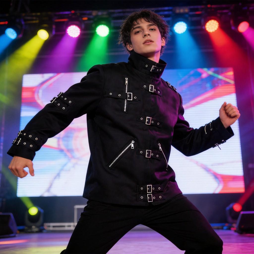 Michael Jackson Dark Style Performance Jacket With Polyester Material For Stage And Party Wear