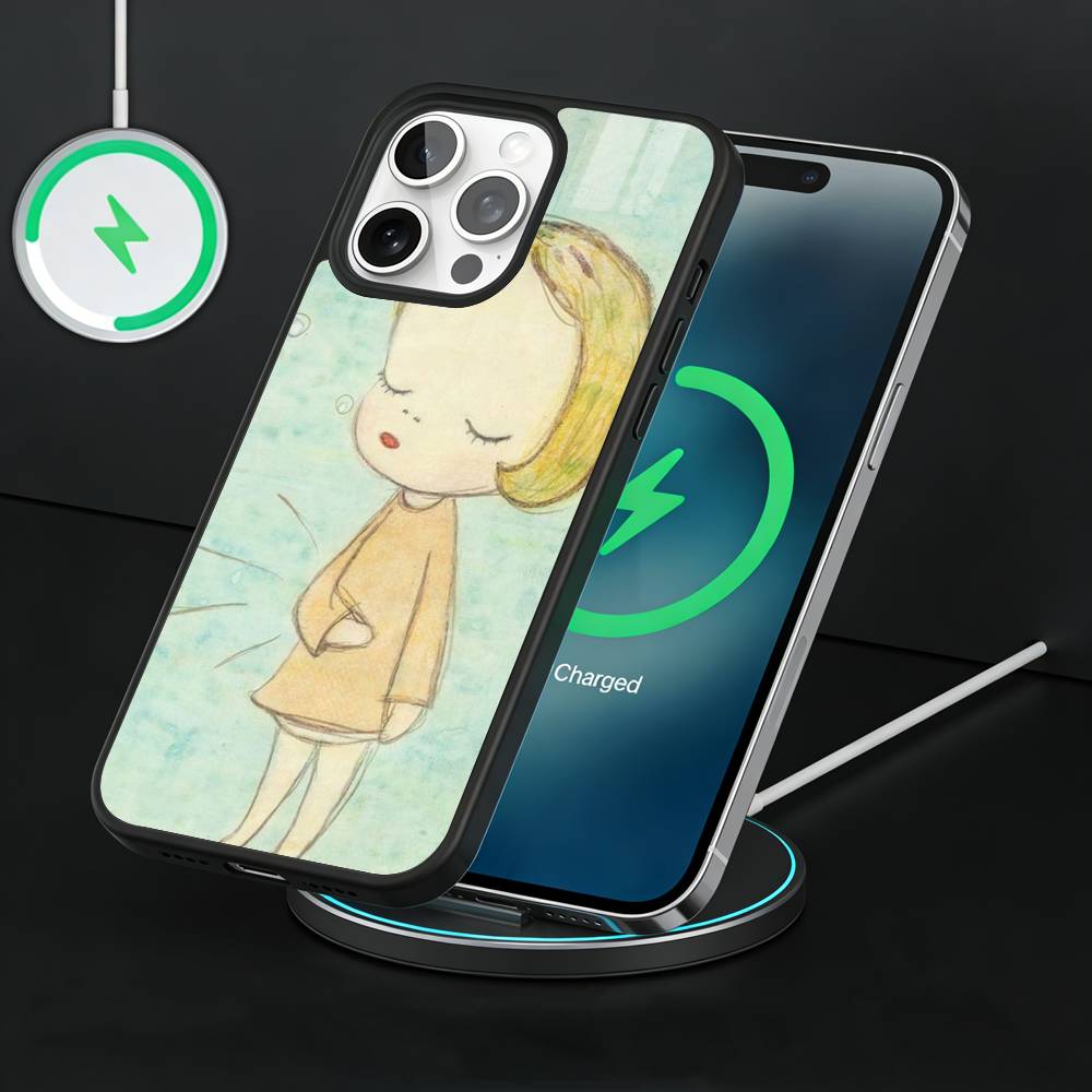 Cute Y-Yoshitomo Nara Phone Case For iPhone17,16,15,14,13 Plus,Pro Max Magnetic For Magsafe Wireless Charging iPhone15
