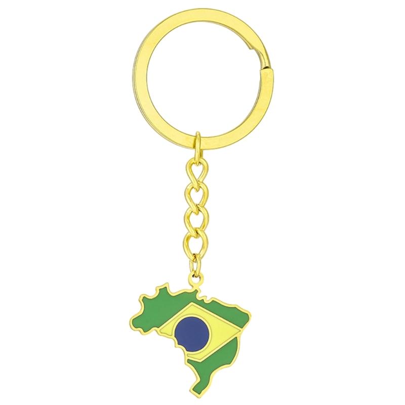 Elegant Brazilian Flag Keychain Versatile Brazil Map Key Holder Durable Titanium Steel Material Brazil Culture Keyrings