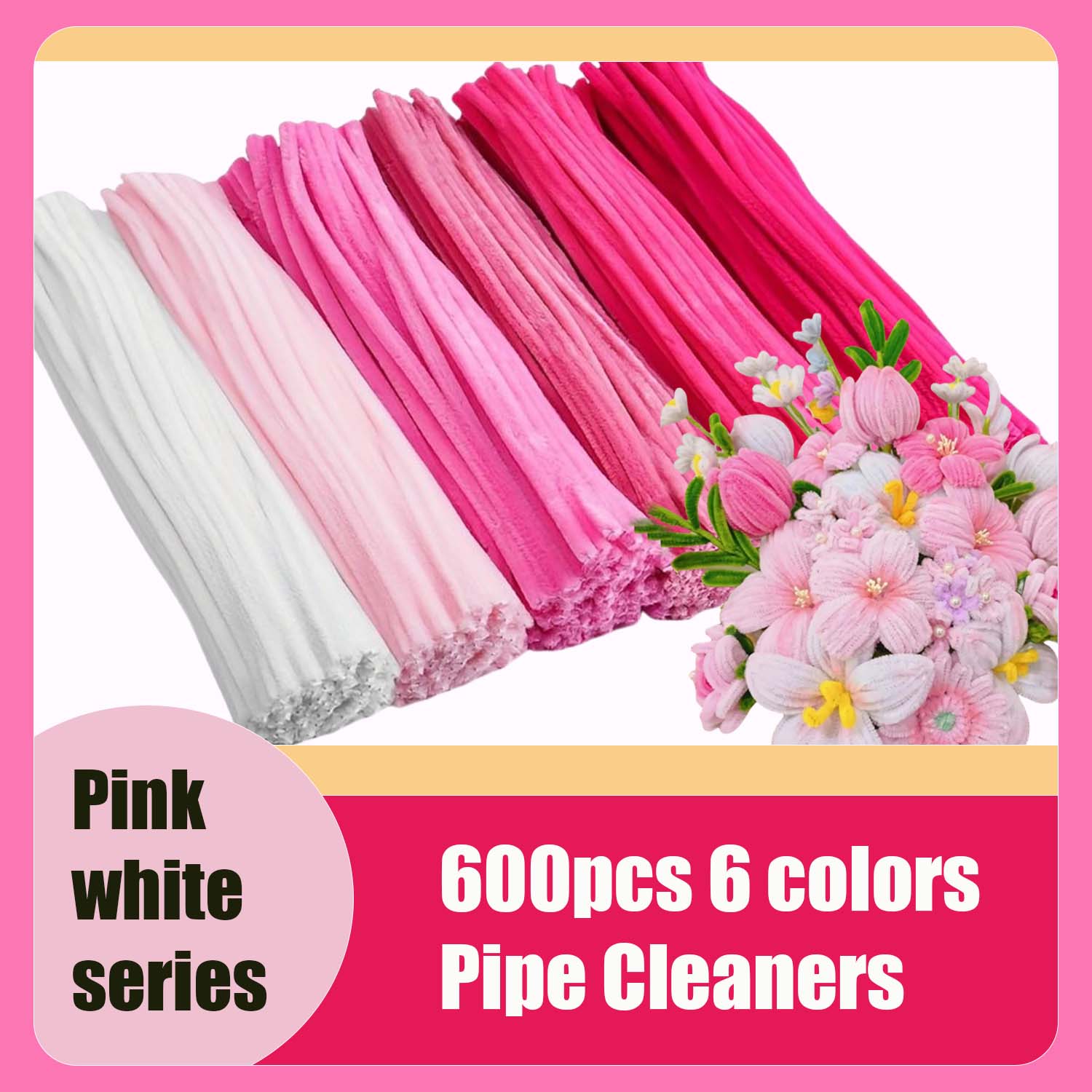 

600pcs Multi-Colored, Flower Making Kit, Arts and Craft Supplies, Pipe Cleaners Kit, Pipe Cleaner for Flower, Craft Supplies Kit