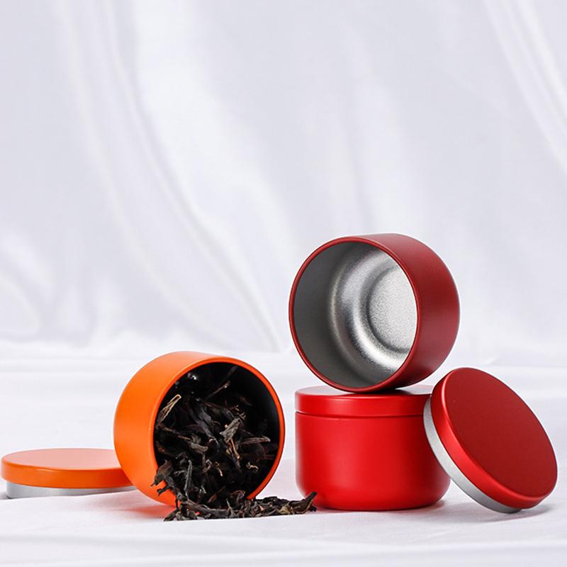 1/5Pcs Portable Tea Canister Mini Empty Pot Tea Box Candy Round Cans Thickened Iron Herb Sealing Jar Spice Storage Organizer