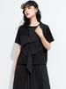Short sleeve Oversized Black patchwork casual loose summer tee t shirt women t-shirt tops