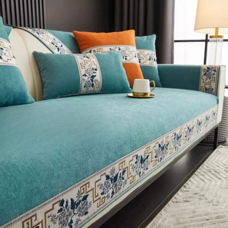 Embroidered Lace Chenille Sofa Cover for All Seasons Living Room Non-slip Sofa Seat Cushion Couch Slipcover Dustproof Sofa Towel