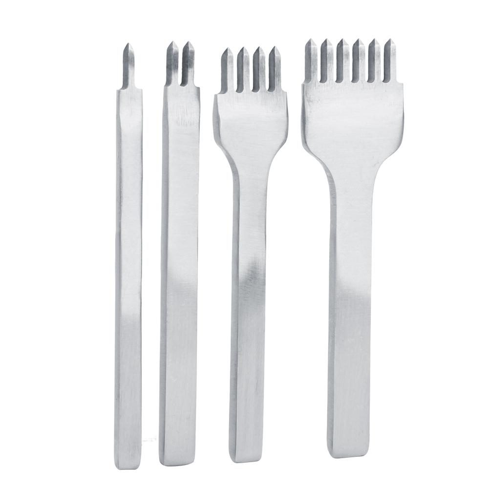 4 Stück DIY Lederhandwerk Werkzeuge 3mm Abstand Leder Lochzange Stichstanze Werkzeug 1+2+4+6 Zinken