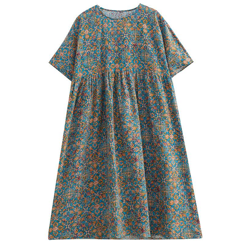 Summer Loose Women's Printed Short Sleeved Dress