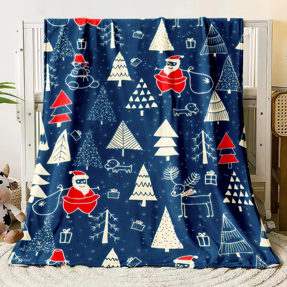 Festive Christmas  Flannel Thin Blankets Cozy Patterns for A Merry Holiday Flannel Blanket New Year Home Decoration Gift