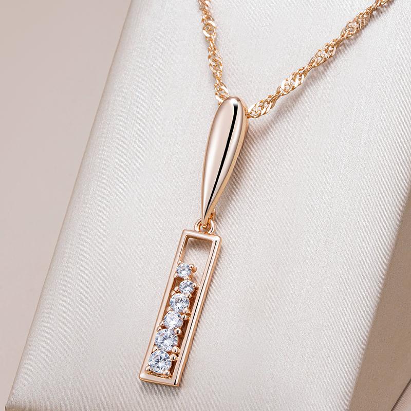 Trend Long Pendant Necklaces For Women  Rose Gold Color With Natural Zircon Accessories Daily Fine Vintage Jewelry