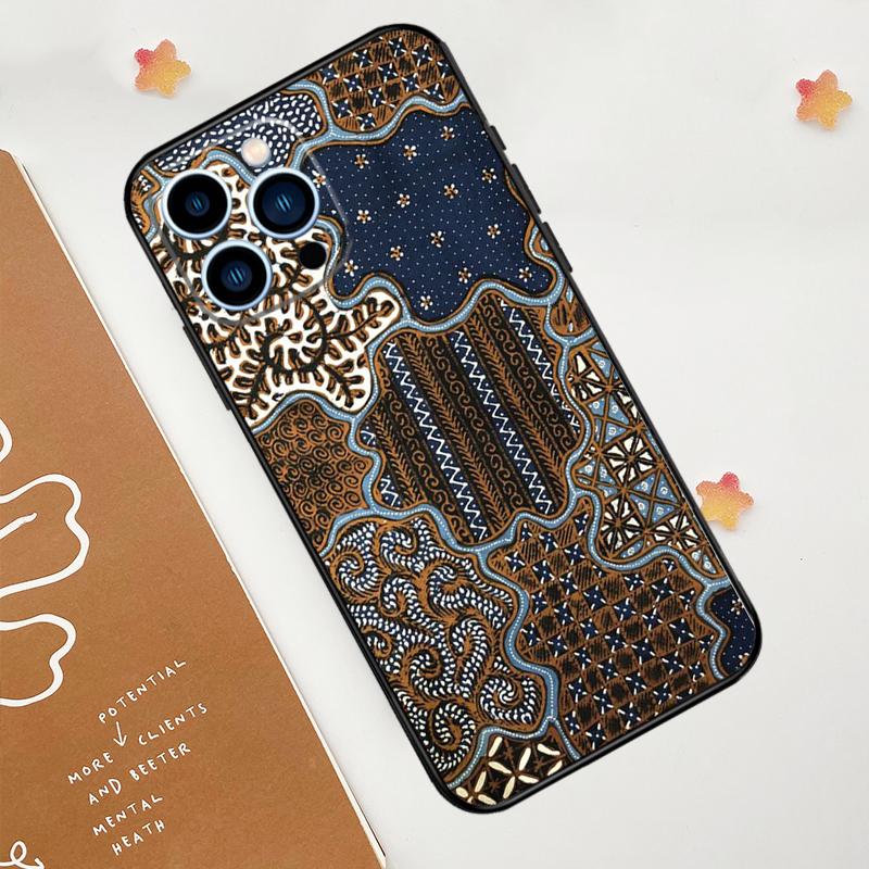 Batik Pattern Phone Case For iPhone 17 Pro Max 14 11 15 16 Pro Max 12 13 mini 16 Plus 16e 17 Air Funda