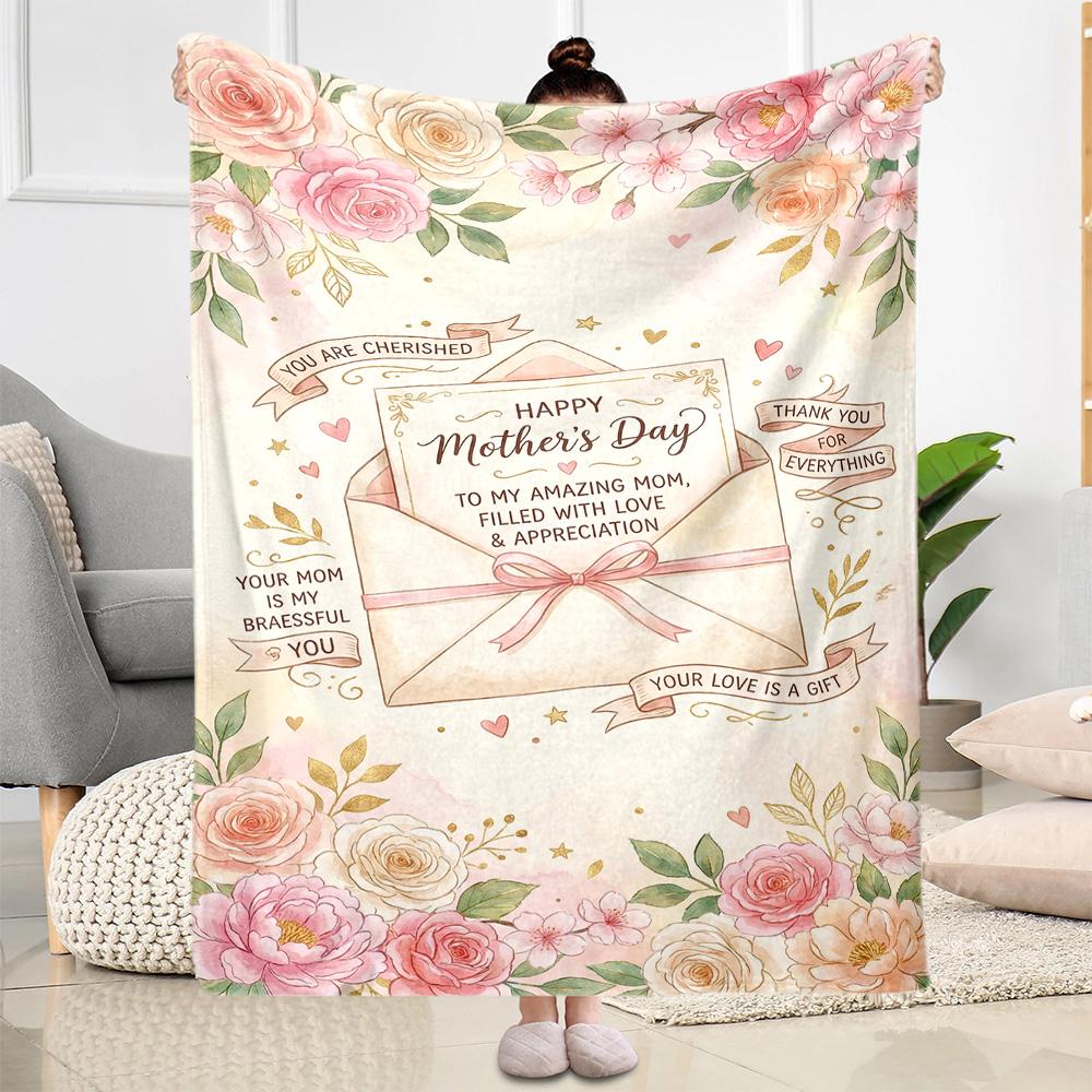 Mother's Day Love Letter Blanket Suitable for sofas,travel, living rooms also a good gift for friends and family Suitable for all seasons.
