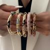 Colorful Flower Enameled Bracelets for Women Retro Gold Color Cloisonne Peony Filigree Flower Bangle New Charms Party Jewelry