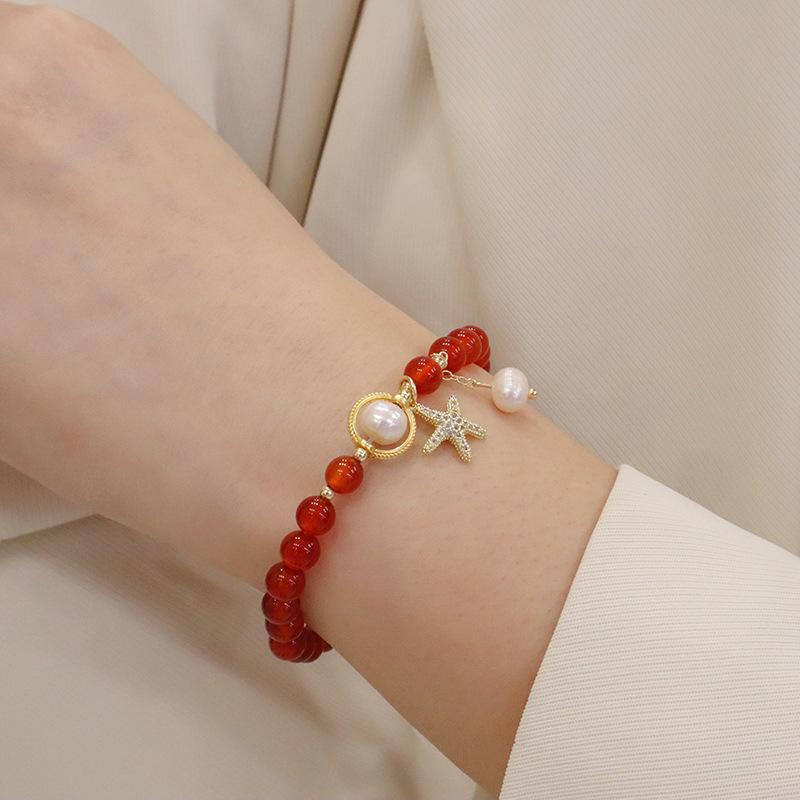 Natural 6mm Agate Bracelet Fashion Women Daily Jewelry Lucky Gift