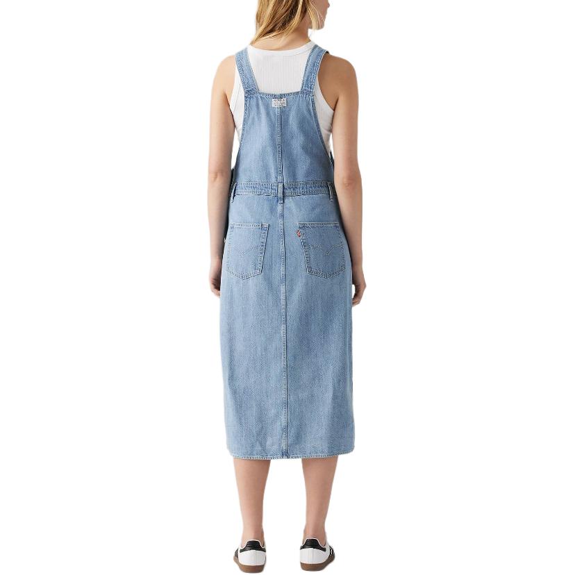 Levis Solid Color Square Neck Sleeveless Dress Women Dresses Blue A7575-0000