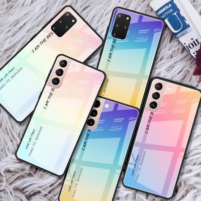 Capa de vidro temperado para Samsung Galaxy S21 Ultra S20 FE S10 Plus Note 20 10 Lite S9 S8 9 S10e Capa de telefone Mudança gradual Provérbio