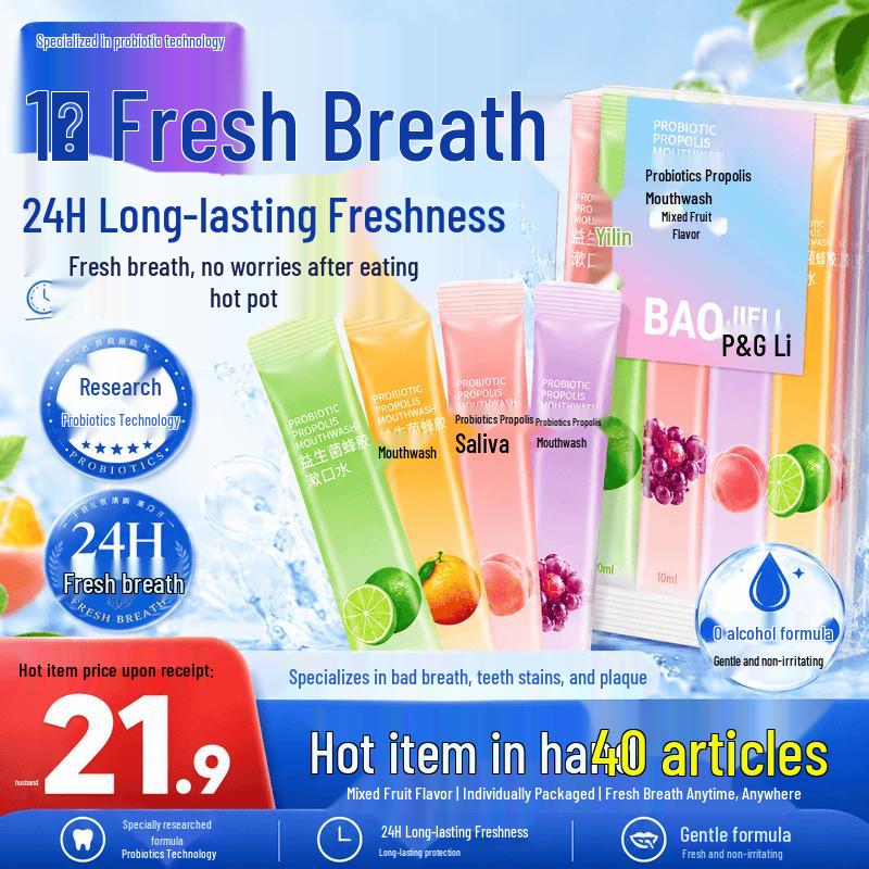 Dizong Probiotic Portable Mouthwash for Fresh Breath (20 Sachets)