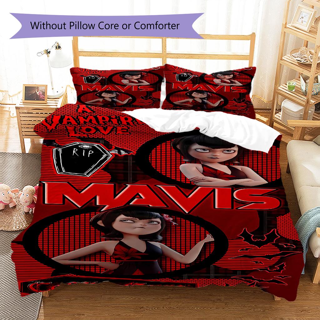 Hotel Transylvania Mavis Dracula Pattern Bedding,Quilt Set Quilt Cover Pillowcase Home Birthday Gift (1 * duvet cover + 2 * pillowcase, without core)