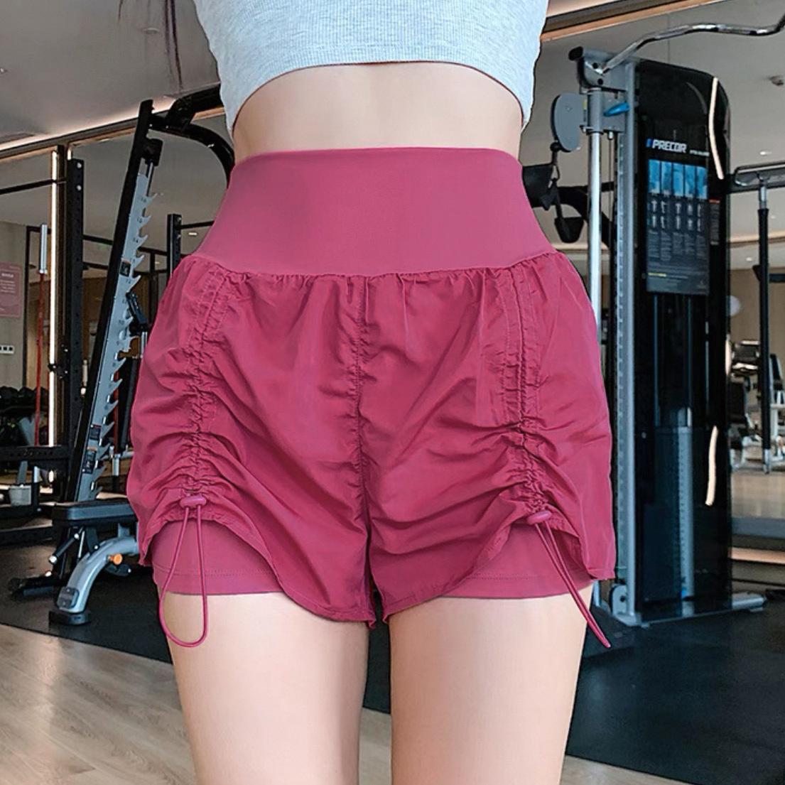 

2025 Women s Summer Yoga Drawstring Athletic Shorts - Solid Color Casual Fitness Pants Small ( 110 lbs)
