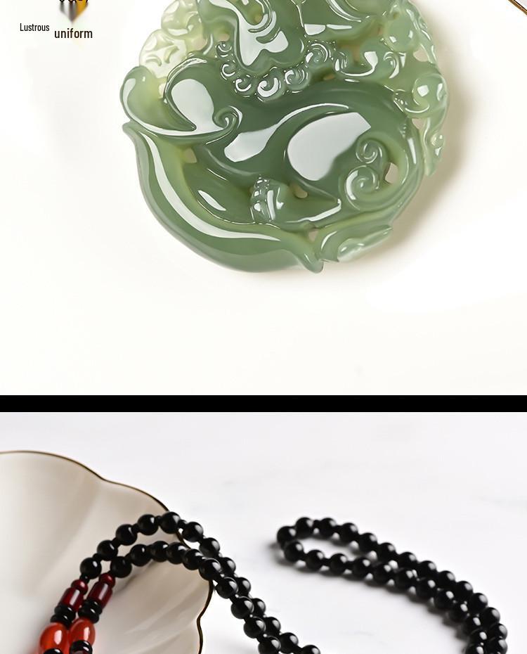 Unisex Clear Water Hetian Jade Pixiu Pendant, Double-Sided Carving with Certificate