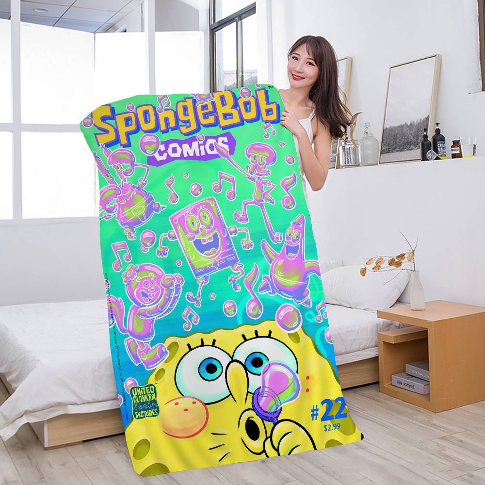 

S-Sponge B-Bob Anime Anime Beach Swimming Towel Soft Absorbent Washcloth Children s Gifts For Kids Travel Camping Gym W30*H60(CM)