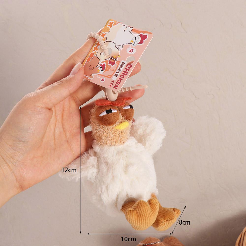 Simulation Plush Chicken Keychain Cartoon Egg-laying Animal Key Holder Hens Key Ring  Girls