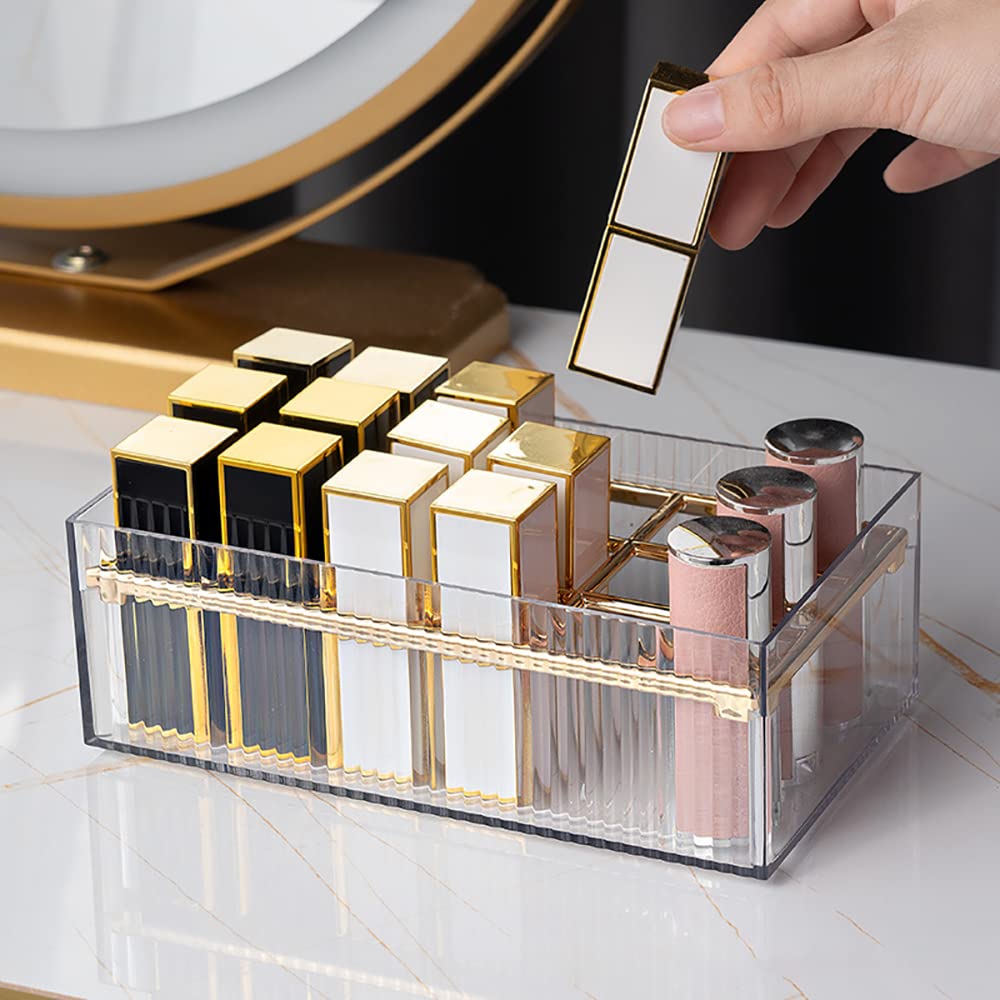 1PCS Transparent Lipstick Organizer, Makeup Brush Storage Tray, Compartment Organizer, 18 Slot Acrylic Makeup Brush Organizer