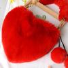 Women's Heart Shaped Faux Fur Wallet Purse Chain Shoulder Bag Winter Tote Purse Messenger Satchel