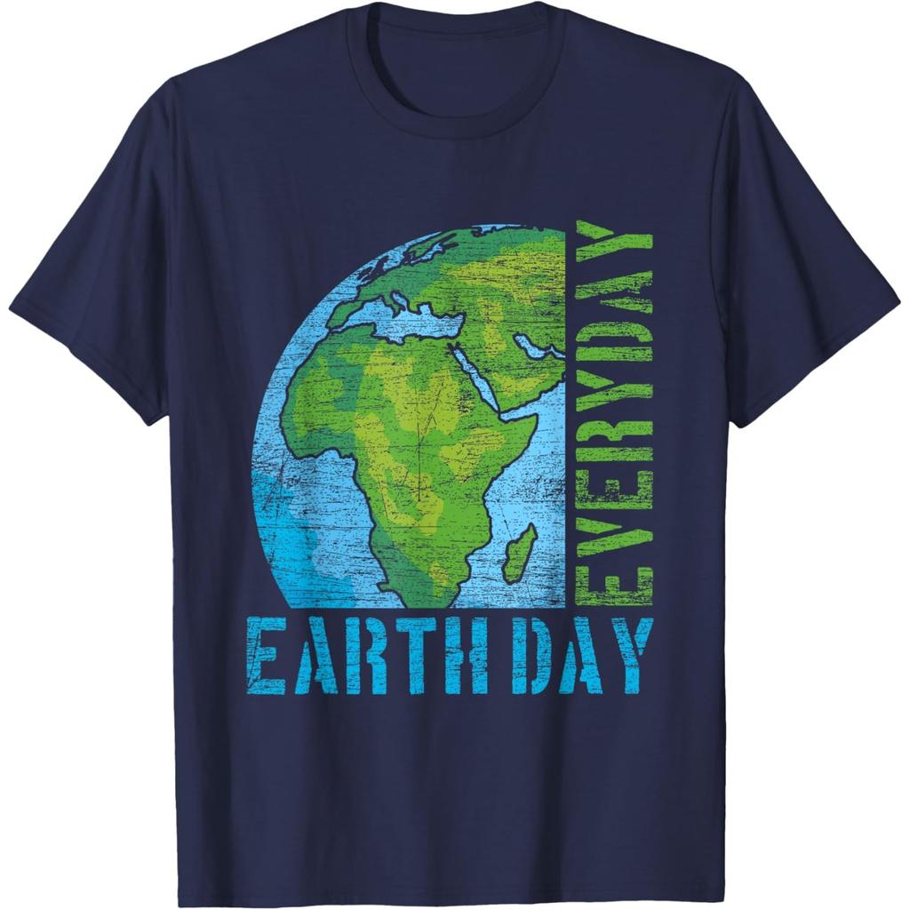 Everyday Earth Day Graphic Tee Distressed Print Casual Short Sleeve T-Shirt for Unisex