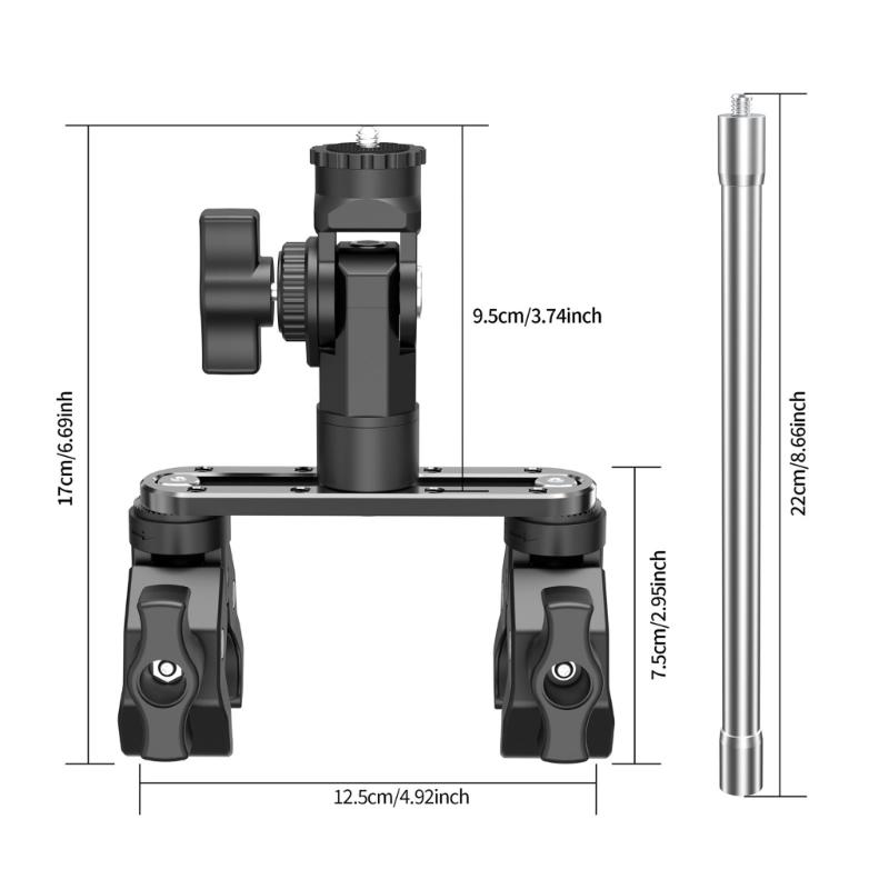 Alloy Vehicle Mount For Action Cameras 360 Degree Rotatable Shockproof Design Off Road Adventure Secure Attachment