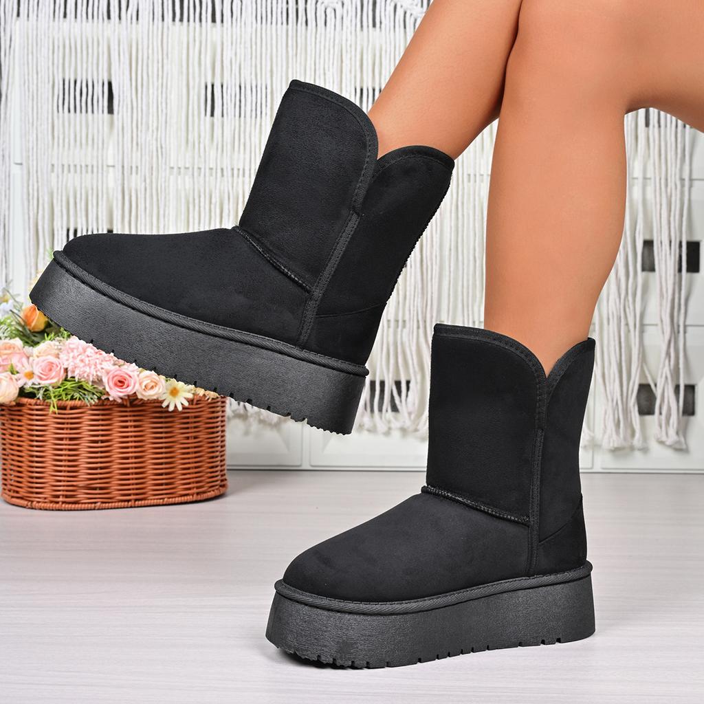 Thick-soled height-increasing snow boots for women 2026 winter new style fleece and thickened warm cotton shoes