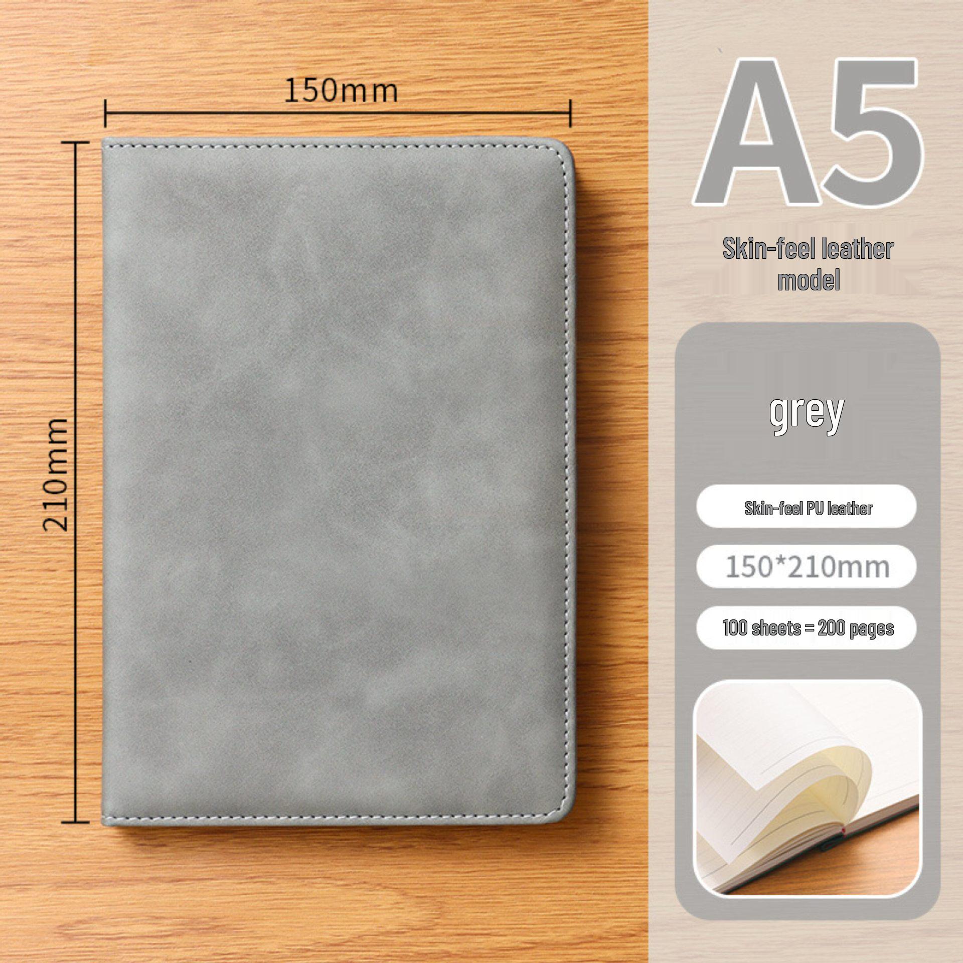 Business A5 Faux Leather Notepad with Custom Logo - Elegant Meeting Minutes Book