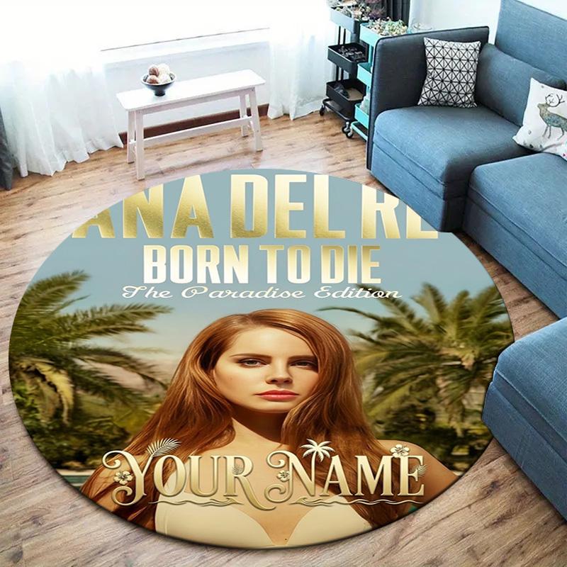 Lana Del Rey Fan Art Custom Name Round Area Rug Carpet Rug For Living Room Bedroom Sofa Playroom Decor Nonslip Floor Mat