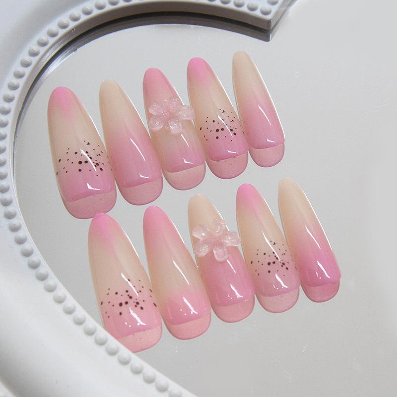 Süßes Nagelpflaster, abnehmbarer Nagel, künstlicher Nagel, dreidimensionaler Pfirsichblüten-Trägernagel, Rouge-Feen-Nagelpflaster, Bohrer