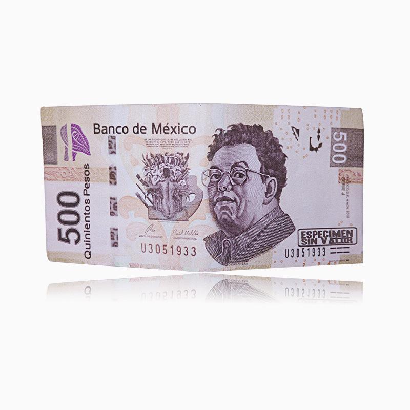 Unisexová krátká peněženka s kreativními vzory měn z různých zemí