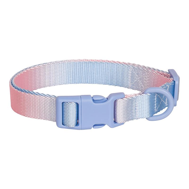 Fashion Durable Gradient Color Puppy Dog Collar Adjustable Durable Nylon Dog Collar for Small Medium Large Dogs Durable