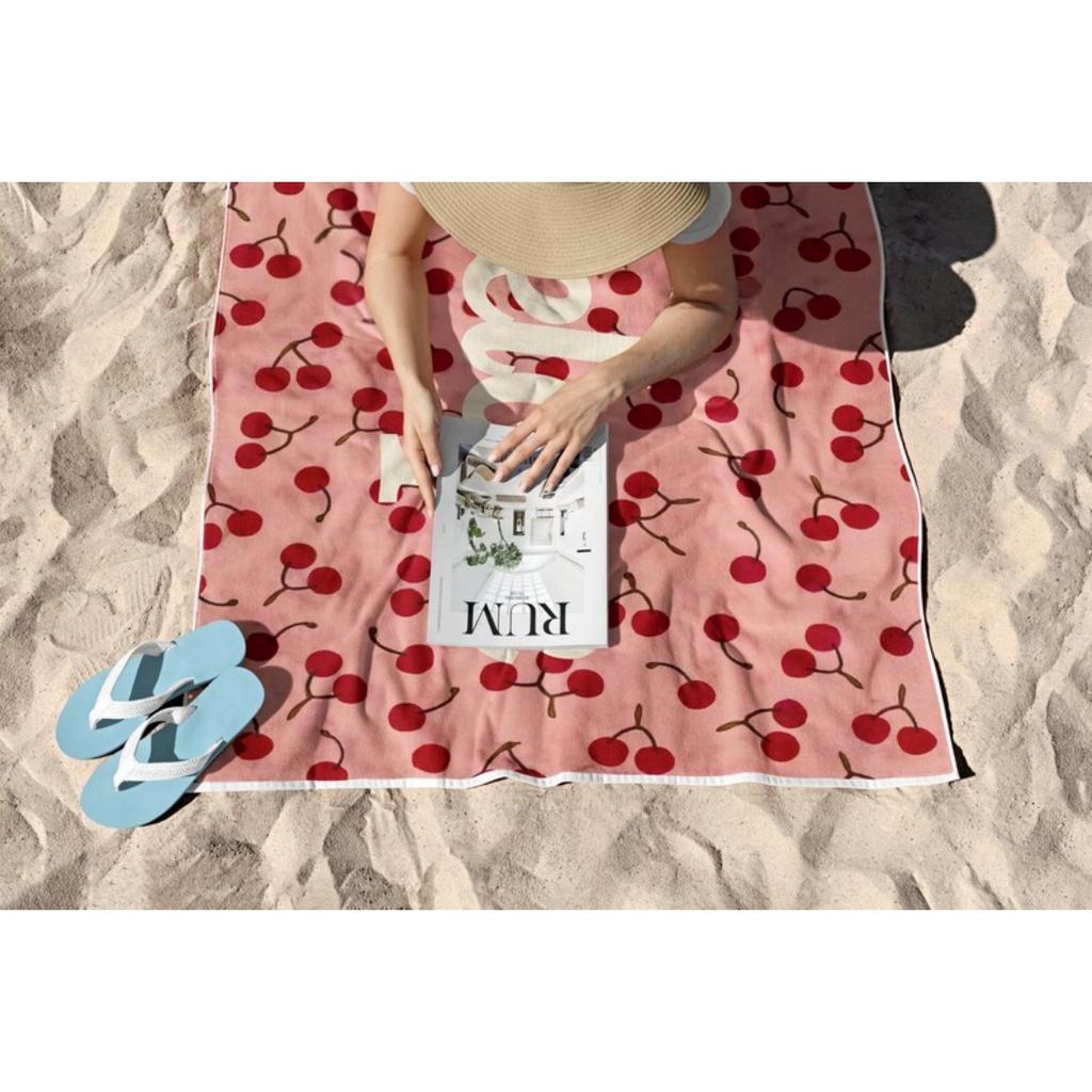 Custom Name Beach Towels Cherry Lightweight Microfiber Towel Anti-Sand Quick-Drying Bath Towels Personalized For Party Birthday