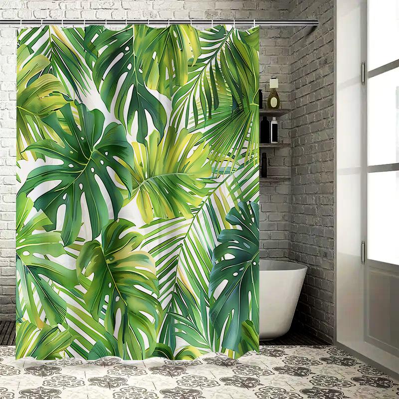 

Tropical Rainforest Plant Pattern Waterproof Mold-proof Shower Curtain Home Decor Bathroom Divider Fresh Natural Style 90X180cm(35x70in)