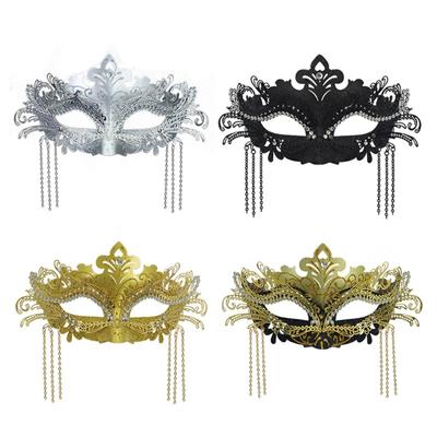 Rhinestones Fringe Half Face Mask Elegant Costume Accessory For Party Stage Performances