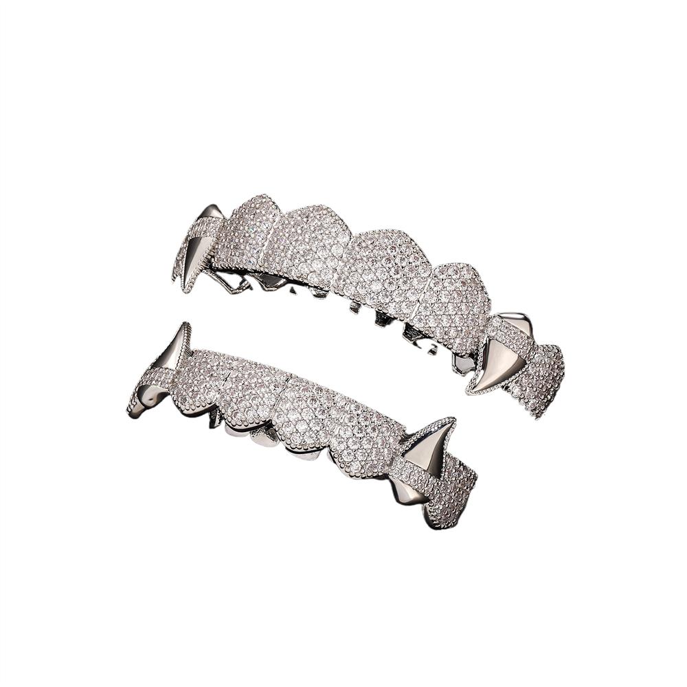 ODM Manufacturer for Personality Trend Hip-hop Silver Gold Plated Insert Geometric Zircon Anniversary Men's Braces Canine