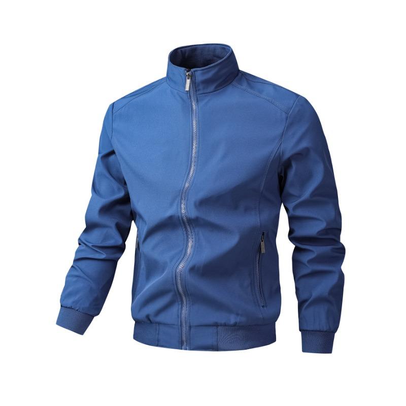 Men S Plus Size Casual Stand Collar Solid Color Jacket