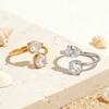 Stainless Steel Shiny Zircon Ring Women Water Drop Geometric Open Ring Light Luxury Minimalist Banquet Hand Jewelry Accessories