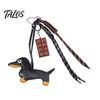Handbag Decorative Pendant Faux Leather Dachshund Keychain Pendant, Cartoon Dog Hanging Keyring Decor with Braided Rope, Accessories Metal Carabiner