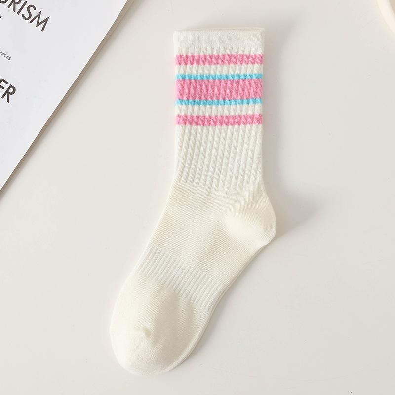 Women's Summer Comfortable Breathable Simple College Style Striped Tube Cotton Socks