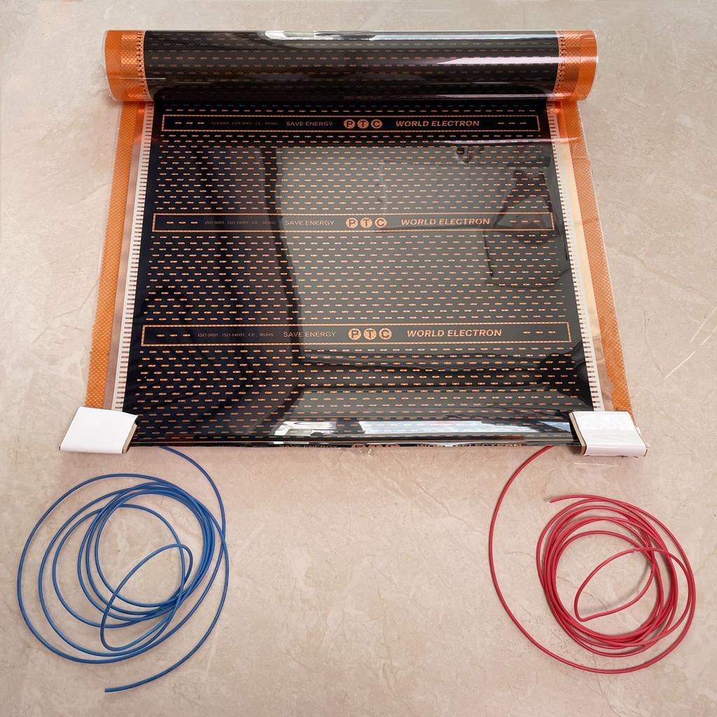 PTC Heating Film With 2M Wiring 220V Self Regulating Infrared Electric Floor Heating System 50cm Width 1/2/3/4m2 Heating Mat Kits