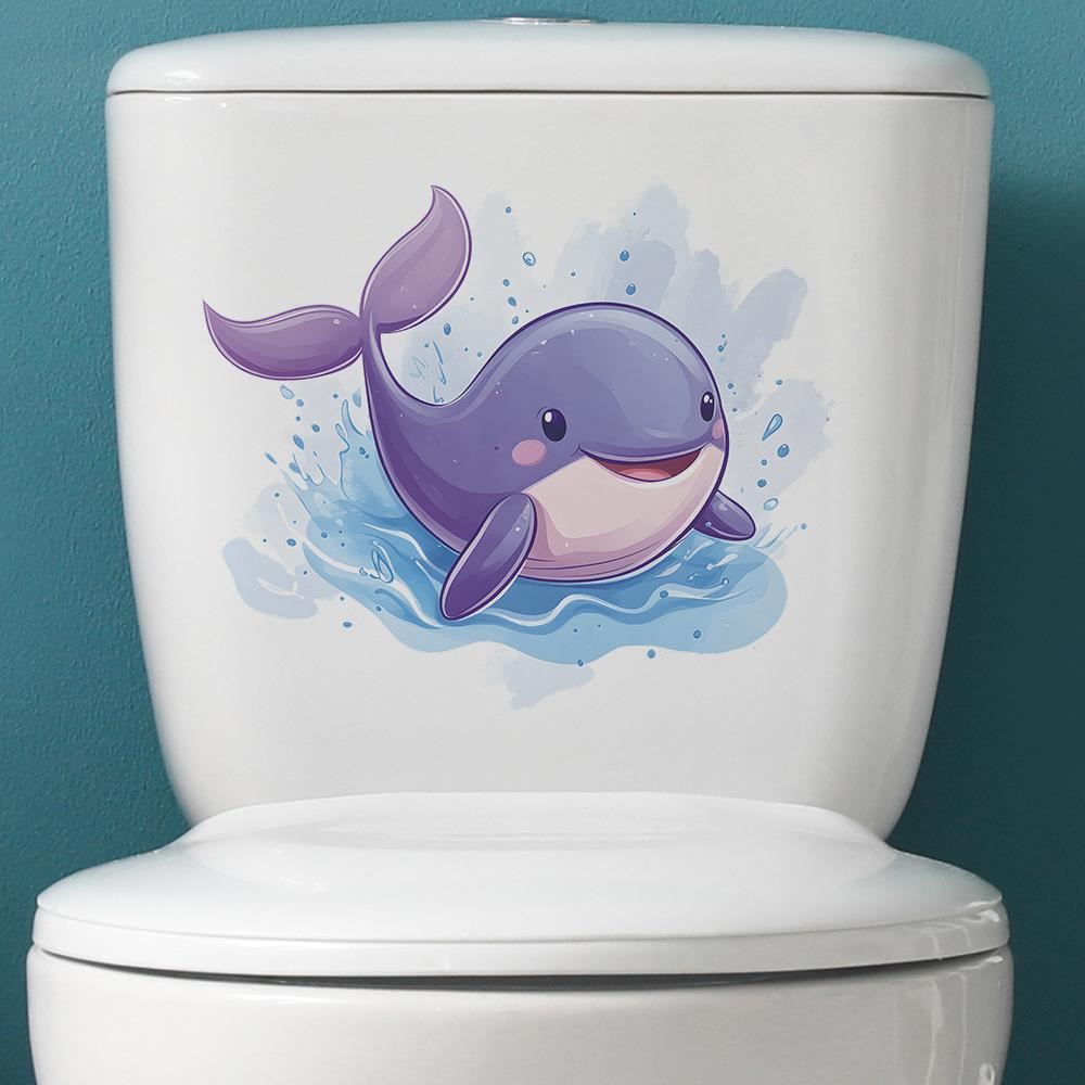 Cartoon-painted Underwater Whale Stickers for Bathroom Toilet and Toilet Home Beautification and Decoration
