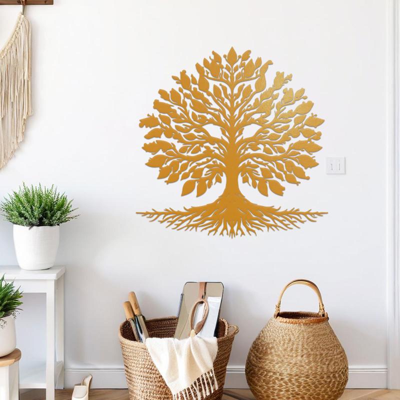 

Gold Tree of Life Wrought Iron Wall Art 15.75 Inch Large Metal Sculpture Indoor Outdoor Hanging Decor Living Room Garden Spiritual Gift Housewarming Length: 15.75 inches/40 cm