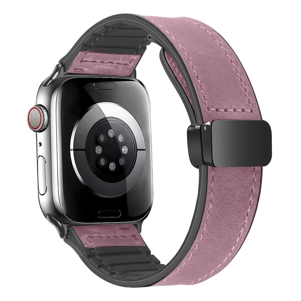Strap for Apple Watch Band 45mm 44mm 40mm 42 41mm Ultra 49mm Leather+Silicone Bracelet Correa iWatch Series 9 8 7 6 5SE