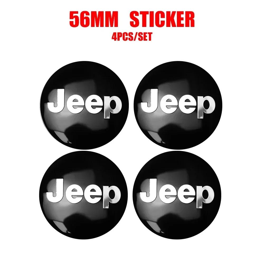 4Pcs Car Wheel Rim Center Hubcap Sticker Styling for Jeep Compass Patriot Grand Cherokee Wrangler JL Commander Renegade Liberty AMV1