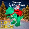 7.8FT LED Inflatable Xmas Yard Decor Santa Riding Dinosaur Christmas Decorations Lawn Garden Supplies Home Ornament Gifts Toy