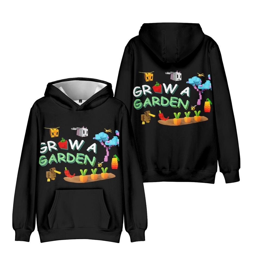 

Мода для фанатов мультфильма Grow A Garden, толстовка с мультяшным принтом, пуловеры для спорта на открытом воздухе, костюм для косплея, худи XXS чёрный