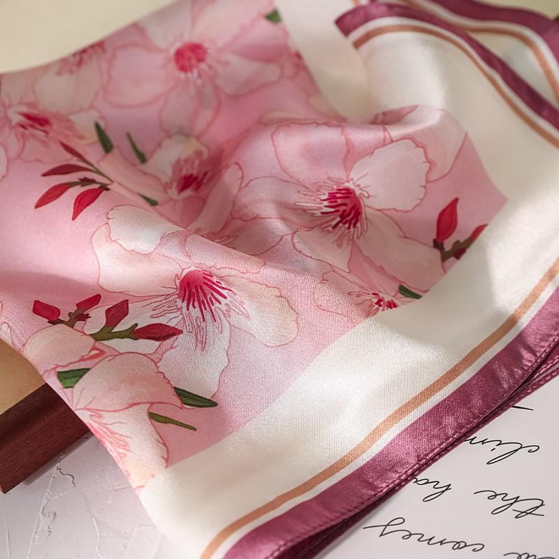 100% Mulberry Silk Scarf Women's Printed Small Square All-match Light Luxury Thin